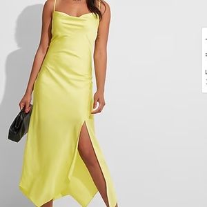 EXPRESS SATIN COWL NECK MAXI SLIP DRESS